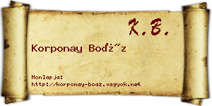 Korponay Boáz névjegykártya